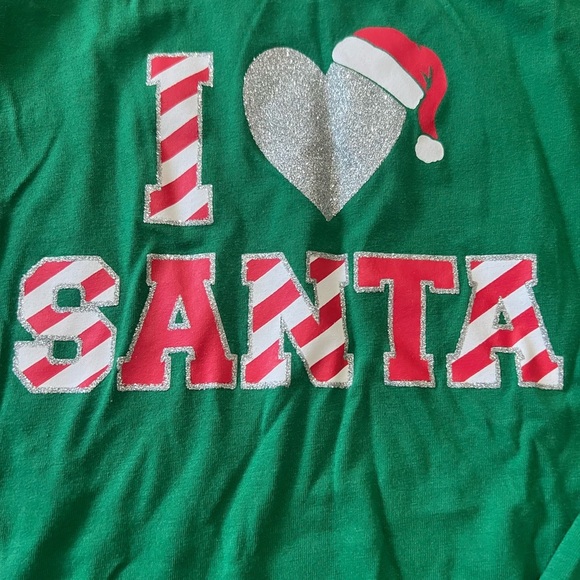 Green Kids Shirt with 'I Love Santa' Design - Picture 2 of 4
